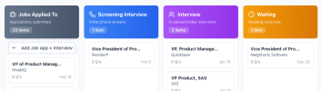 Job application tracking kanban board with AI insights